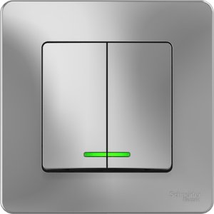 Фото Schneider Electric Blanca BLNVS010513 Выключатель двухклавишный (10 А, в сборе, подсветка, скрытая установка, алюминий)