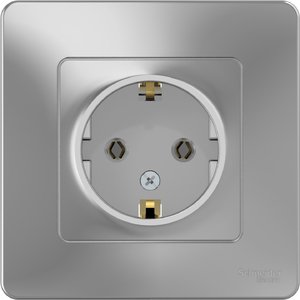 Фото Schneider Electric Blanca BLNRS001013 Розетка с заземляющим контактом (16 А, в сборе, скрытая установка, алюминий)