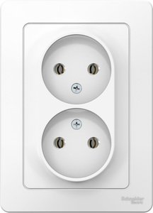 Фото Schneider Electric Blanca BLNRS000021 Розетка двойная без заземляющего контакта (16 А, в сборе, скрытая установка, белая)