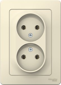 Фото Schneider Electric Blanca BLNRS000022 Розетка двойная без заземляющего контакта (16 А, в сборе, скрытая установка, молоко)