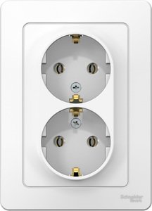 Фото Schneider Electric Blanca BLNRS001021 Розетка двойная с заземляющим контактом (16 А, в сборе, скрытая установка, белая)