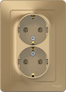 Фото Schneider Electric Blanca BLNRS001024 Розетка двойная с заземляющим контактом (16 А, в сборе, скрытая установка, титан)