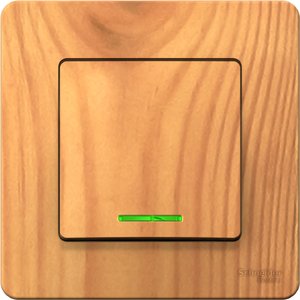 Фото Schneider Electric Blanca BLNVS010615 Переключатель одноклавишный (10 А, в сборе, подсветка, скрытая установка, ясень)
