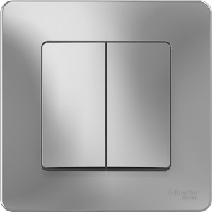 Фото Schneider Electric Blanca BLNVS106603 Переключатель двухклавишный (10 А, в сборе, скрытая установка, алюминий)