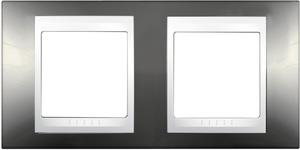 Фото Schneider Electric Unica Хамелеон MGU6.004.824 Рамка 2-постовая (горизонтальная, белый/шампань)