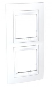 Фото Schneider Electric Unica Хамелеон MGU6.004V.18 Рамка 2-постовая (вертикальная, белая)