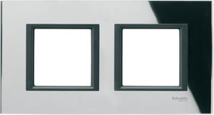 Фото Schneider Electric Unica Class MGU68.004.7C1 Рамка 2-постовая (черное стекло)