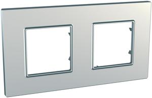Фото Schneider Electric Unica Quadro MGU6.704.55 Рамка 2-постовая (серебро)