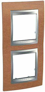 Фото Schneider Electric Unica Top MGU66.004V.0M2 Рамка 2-постовая (вертикальная, алюминий/вишня)