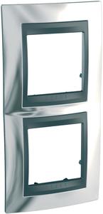 Фото Schneider Electric Unica Top MGU66.004V.210 Рамка 2-постовая (вертикальная, графит/хром глянцевый)