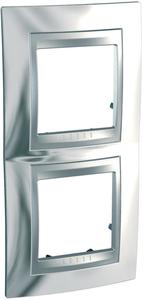 Фото Schneider Electric Unica Top MGU66.004V.010 Рамка 2-постовая (вертикальная, алюминий/хром глянцевый)