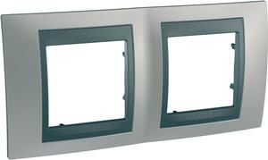 Фото Schneider Electric Unica Top MGU66.004.239 Рамка 2-постовая (горизонтальная, графит/никель)