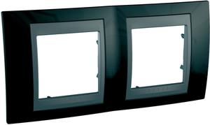 Фото Schneider Electric Unica Top MGU66.004.293 Рамка 2-постовая (горизонтальная, графит/родий)