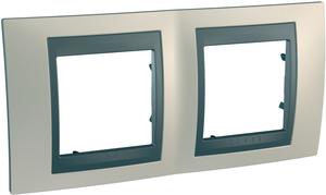 Фото Schneider Electric Unica Top MGU66.004.295 Рамка 2-постовая (горизонтальная, графит/опал)