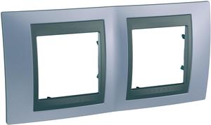 Фото Schneider Electric Unica Top MGU66.004.298 Рамка 2-постовая (горизонтальная, графит/берилл)