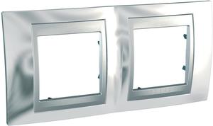 Фото Schneider Electric Unica Top MGU66.004.010 Рамка 2-постовая (горизонтальная, алюминий/хром глянцевый)