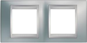 Фото Schneider Electric Unica Top MGU66.004.038 Рамка 2-постовая (горизонтальная, алюминий/хром матовый)