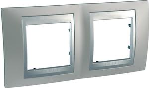 Фото Schneider Electric Unica Top MGU66.004.039 Рамка 2-постовая (горизонтальная, алюминий/никель)