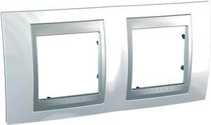 Фото Schneider Electric Unica Top MGU66.004.092 Рамка 2-постовая (горизонтальная, алюминий/нордик)