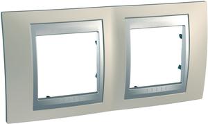 Фото Schneider Electric Unica Top MGU66.004.095 Рамка 2-постовая (горизонтальная, алюминий/опал)