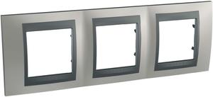 Фото Schneider Electric Unica Top MGU66.006.239 Рамка 3-постовая (горизонтальная, графит/никель)