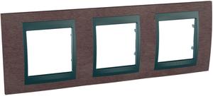 Фото Schneider Electric Unica Top MGU66.006.2M4 Рамка 3-постовая (горизонтальная, графит/табачное дерево)