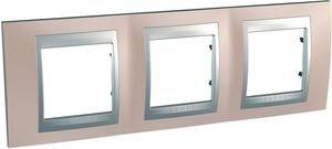 Фото Schneider Electric Unica Top MGU66.006.096 Рамка 3-постовая (горизонтальная, алюминий/оникс)