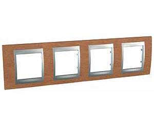 Фото Schneider Electric Unica Top MGU66.008.0M2 Рамка 4-постовая (горизонтальная, алюминий/вишня)