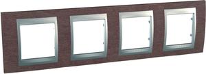 Фото Schneider Electric Unica Top MGU66.008.0M4 Рамка 4-постовая (горизонтальная, алюминий/табачное дерево)