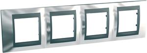 Фото Schneider Electric Unica Top MGU66.008.210 Рамка 4-постовая (горизонтальная, графит/хром глянцевый)