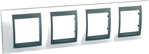 Фото Schneider Electric Unica Top MGU66.008.292 Рамка 4-постовая (горизонтальная, графит/нордик)
