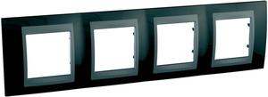 Фото Schneider Electric Unica Top MGU66.008.293 Рамка 4-постовая (горизонтальная, графит/родий)