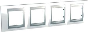 Фото Schneider Electric Unica Top MGU66.008.092 Рамка 4-постовая (горизонтальная, алюминий/нордик)