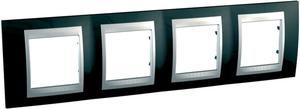 Фото Schneider Electric Unica Top MGU66.008.093 Рамка 4-постовая (горизонтальная, алюминий/родий)
