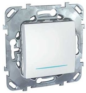 Фото Schneider Electric Unica MGU5.201.18NZD Выключатель одноклавишный с подсветкой (10 А, под рамку, скрытая установка, белый)