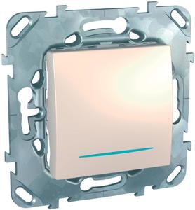 Фото Schneider Electric Unica MGU5.201.25NZD Выключатель одноклавишный с подсветкой (10 А, под рамку, скрытая установка, бежевый)