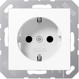 Фото Jung A500 A521WW Розетка с заземляющим контактом (16 А, под рамку, скрытая установка, белая)