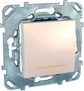Фото Schneider Electric Unica MGU5.262.25SZD Выключатель одноклавишный двухполюсный с индикацией (16 А, под рамку, скрытая установка, бежевый)