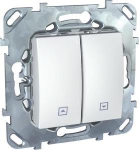 Фото Schneider Electric Unica MGU5.207.18ZD Выключатель для жалюзи двухклавишный (10 А, без фиксации, под рамку, скрытая установка, белый)