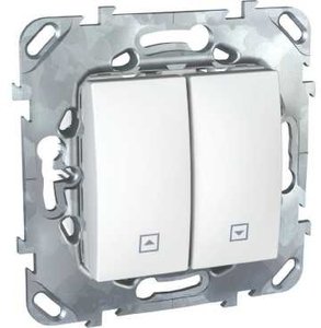 Фото Schneider Electric Unica MGU5.208.18ZD Выключатель для жалюзи двухклавишный (10 А, с фиксацией, под рамку, скрытая установка, белый)