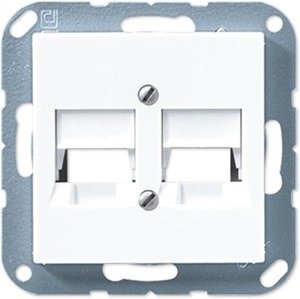 Фото Jung AS500 A569-25NWEWW Крышка розетки телефонной/компьютерной со шторкой (2xRJ11/RJ45, белая)