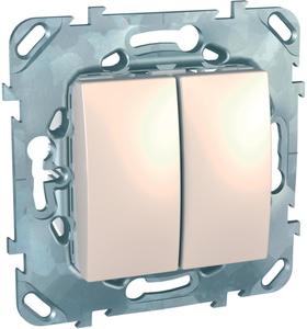 Фото Schneider Electric Unica MGU5.213.25ZD Переключатель двухклавишный (10 А, под рамку, скрытая установка, бежевый)