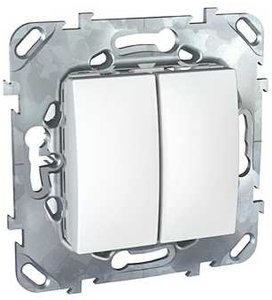 Фото Schneider Electric Unica MGU5.213.18ZD Переключатель двухклавишный (10 А, под рамку, скрытая установка, белый)