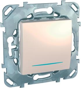 Фото Schneider Electric Unica MGU5.205.25NZD Переключатель перекрестный одноклавишный с подсветкой (10 А, под рамку, скрытая установка, бежевый)