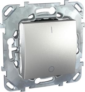 Фото Schneider Electric Unica Top MGU5.262.30ZD Выключатель одноклавишный двухполюсный (16 А, под рамку, скрытая установка, алюминий)