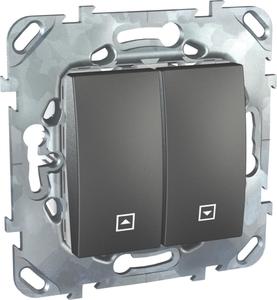 Фото Schneider Electric Unica Top MGU5.207.12ZD Выключатель для жалюзи двухклавишный (10 А, без фиксации, под рамку, скрытая установка, графит)