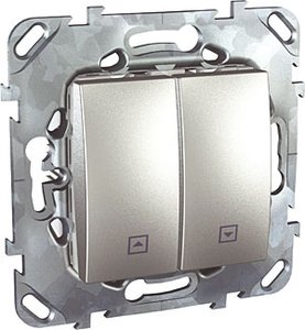 Фото Schneider Electric Unica Top MGU5.208.30ZD Выключатель для жалюзи двухклавишный (10 А, с фиксацией, под рамку, скрытая установка, алюминий)