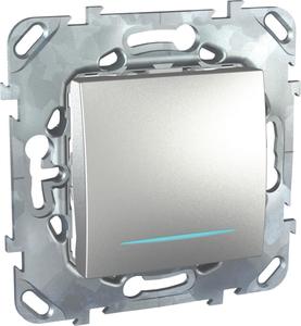 Фото Schneider Electric Unica Top MGU5.205.30NZD Переключатель перекрестный одноклавишный с подсветкой (10 А, под рамку, скрытая установка, алюминий)