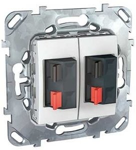 Фото Schneider Electric Unica MGU5.8787.18ZD Розетка аудио (2 канала, под рамку, скрытая установка, белая)