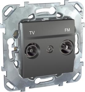 Фото Schneider Electric Unica Top MGU5.453.12ZD Розетка телевизионная проходная (TV+Radio, под рамку, скрытая установка, графит)